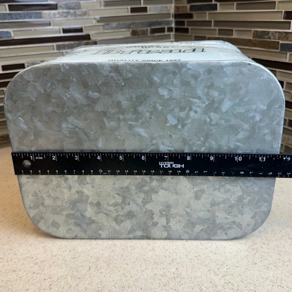 Vintage Galvanized Metal Bread Box Wheat Heart Bread Farmhouse Rustic Decor